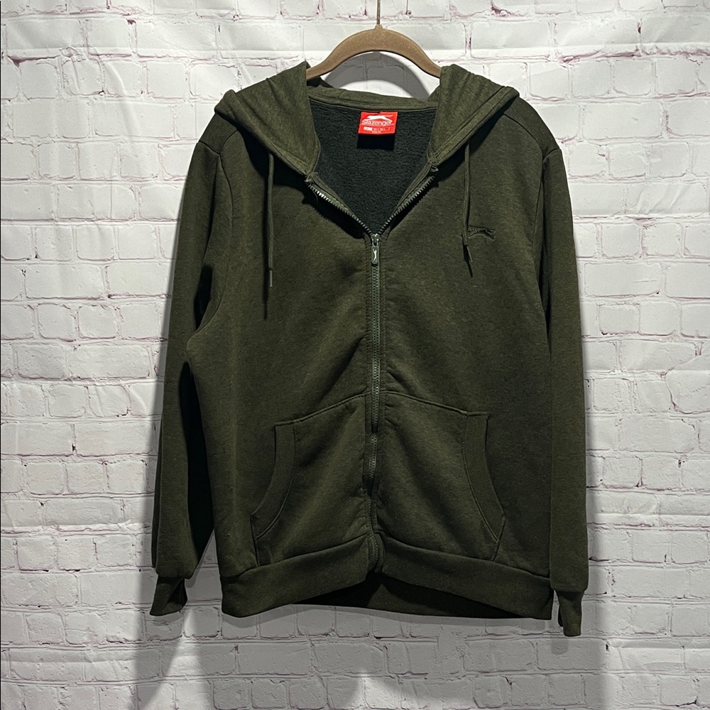 Slazenger Olive‎ Green Fleece Zip Up Hoodie Woman’s Size Large